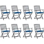 Syfax Klappbare Gartenstühle 8 Stk. mit Kissen Massivholz Akazie