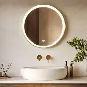 LOMAZOO Badezimmerspiegel 60 cm - Goldrahmen - Rund - Mit Beleuchtung