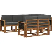 vidaXL Outdoor-Sofagarnitur 7 Stk. Natur und Anthrazit Polyester