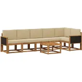 vidaXL Outdoor-Sofagarnitur 7 stk. Natur und Beige Polyester