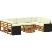 vidaXL Outdoor-Sofagarnitur 10 stk. Natur und Creme Polyester