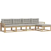 vidaXL Outdoor-Sofagarnitur 4 pcs Weiß und Hellgrau Polyester