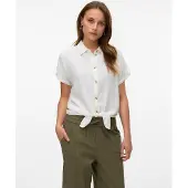 Vero Moda Kurzarmbluse "VMTHEA SS TIE SHIRT WVN NOOS" Viskosemischung, loose fit