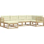vidaXL Outdoor-Sofagarnitur 5 Stk. Weiß und Creme Polyester