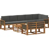 vidaXL Outdoor-Sofagarnitur 9 stk. Natur und Anthrazit Polyester