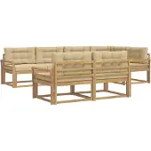 vidaXL Outdoor-Sofagarnitur mit Kissen 6 pcs Weiß und Beige Polyester