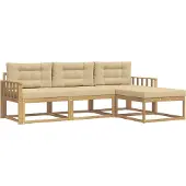 vidaXL Outdoor-Sofagarnitur mit Kissen 4 pcs Weiß und Beige Polyester