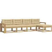 vidaXL Outdoor-Sofagarnitur mit Kissen 4 pcs Weiß und Beige Polyester
