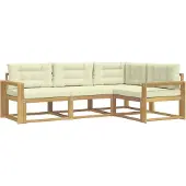 vidaXL Outdoor-Sofagarnitur mit Kissen 3 pcs Weiß und Creme Polyester