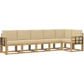 vidaXL Outdoor-Sofagarnitur 6 Stk. Weiß und Beige Polyester