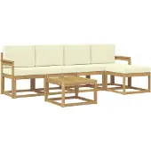 vidaXL Outdoor-Sofagarnitur mit Kissen 6 pcs Weiß und Creme