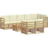 vidaXL Sofagarnituren 9 pcs Weiß und Creme Massivholz Akazie