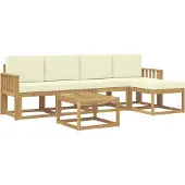 vidaXL Outdoor-Sofagarnitur mit Kissen 6 pcs Weiß und Creme