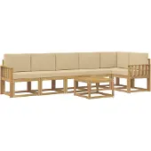 vidaXL Outdoor-Sofagarnitur mit Kissen 7 pcs Weiß und Beige Polyester