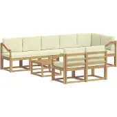 vidaXL Outdoor-Sofagarnitur 9 Stk. Weiß und Creme Polyester