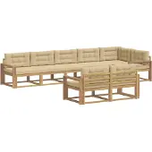 vidaXL Outdoor-Sofagarnitur 6 Stk. Weiß und Beige Polyester