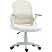 HOMCOM Bürostuhl Ergonomischer Drehstuhl mit aufklappbarer Armlehne Weiß