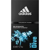 Adidas Ice Dive, Männer, 50 ml, Geranium, Patschuli, Sandelholz, Bernstein, Tonka-Bohne, Vanille, Bergamotte, Grapefruit, Lavendel, Spray