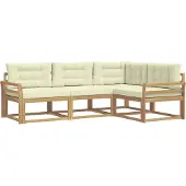 vidaXL Outdoor-Sofagarnitur mit Kissen 3 pcs Weiß und Creme Polyester