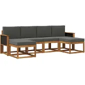 vidaXL Outdoor-Sofagarnitur 6 stk. Natur und Anthrazit Polyester