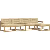 vidaXL Outdoor-Sofagarnitur mit Kissen 4 pcs Weiß und Beige Polyester