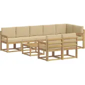 vidaXL Outdoor-Sofagarnitur 9 Stk. Weiß und Beige Polyester