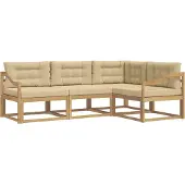 vidaXL Outdoor-Sofagarnitur mit Kissen 3 pcs Weiß und Beige Polyester