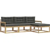 vidaXL Outdoor-Sofagarnitur 4 stk. Weiß und Anthrazit Polyester