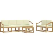 vidaXL Outdoor-Sofagarnitur 7 Stk. Weiß und Creme