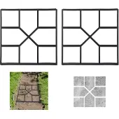 Relaxdays Pflasterform, 2er Set, Pflaster & Gehwege, Schalungsform, Garten, Beton Gießform, HBT: 4x40,5x40,5 cm, schwarz