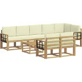 vidaXL Outdoor-Sofagarnitur 9 Stk. Weiß und Creme Polyester