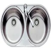 Teka DR 80 2C, Unterbauspüle, Oval, Edelstahl, Edelstahl, 2 Becken, Kreis