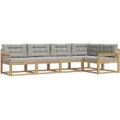 vidaXL Outdoor-Sofagarnitur 4 stk. Weiß und Hellgrau Polyester