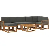 vidaXL Outdoor-Sofagarnitur 8 stk. Natur und Anthrazit Polyester