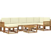 vidaXL Outdoor-Sofagarnitur 8 stk. Natur und Creme Polyester
