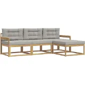 vidaXL Outdoor-Sofagarnitur 4 Stk. Weiß und Hellgrau Polyester