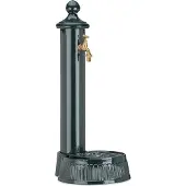 Relaxdays Standbrunnen, Antik-Stil, Nostalgie, Garten, Terrasse, Wasserhahn, Becken, HxBxT: 61 x 25 x 31 cm, dunkelgrün