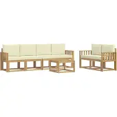 vidaXL Outdoor-Sofagarnitur 7 Stk. Weiß und Creme