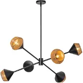 Alora Elstead Daphne Pendelleuchte E14 6-fach mattschwarz Naturfarben