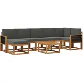 vidaXL Outdoor-Sofagarnitur 8 Stk. Natur und Anthrazit Polyester