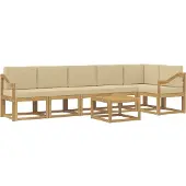 vidaXL Outdoor-Sofagarnitur 7 stk. Weiß und Beige Polyester