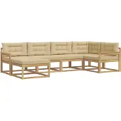 vidaXL Outdoor-Sofagarnitur mit Kissen 5 pcs Weiß und Beige Polyester