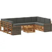 vidaXL Sofagarnituren 10 pcs Natur und Anthrazit Massivholz Akazie