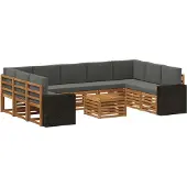 vidaXL Outdoor-Sofagarnitur 10 stk. Natur und Anthrazit Polyester