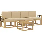 vidaXL Outdoor-Sofagarnitur 5 stk. Weiß und Beige