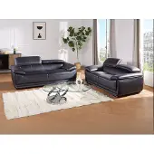 Vente-unique Couchgarnitur Leder 3+2 - Schwarz - MACELO