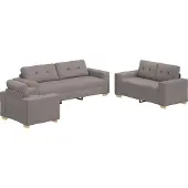 vidaXL Sofa 3 pcs Taupe 221 x 80 x 80 cm Leinenmischgewebe