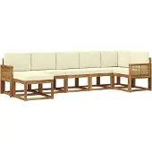 vidaXL Outdoor-Sofagarnitur 7 stk. Natur und Creme Polyester