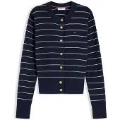 Tommy Hilfiger Strickjacke "FULL NEEDLE STITCH CARDIGAN" Baumwolle, goldfarbene Knöpfe