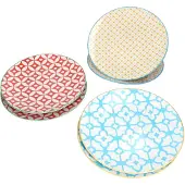 MamboCat Makina Trio 6er Set Speiseteller Essteller Blau Gelb Rot Grill-Platte Retro